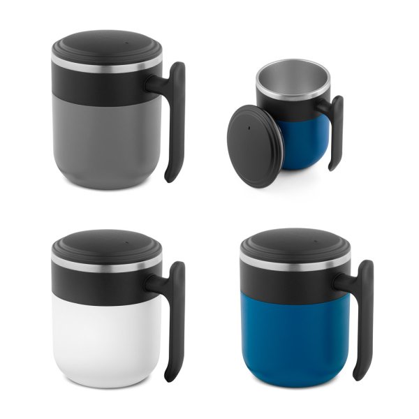 MALDINI. Caneca térmica com interior em aço inoxidável e acabamento fosco, 400 mL