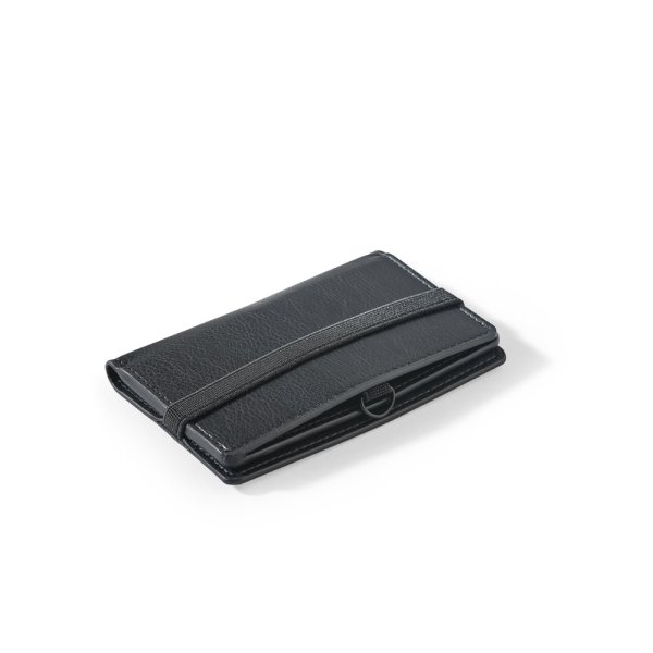 GLENN. Porta-cartões em PU com fecho elástico - 103 - Preto