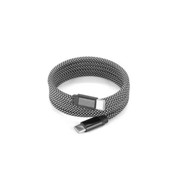 NADELLA. Cabo USB-C para USB-C (60 W), com cordão de poliéster trançado e sistema magnético para fácil enrolamento. - 103 - Preto