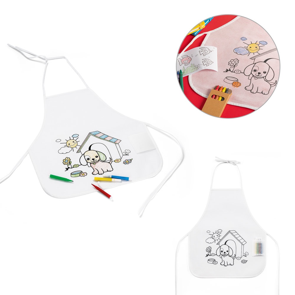 NILO. Avental infantil em tecido não tecido (80 g/m²) para colorir.