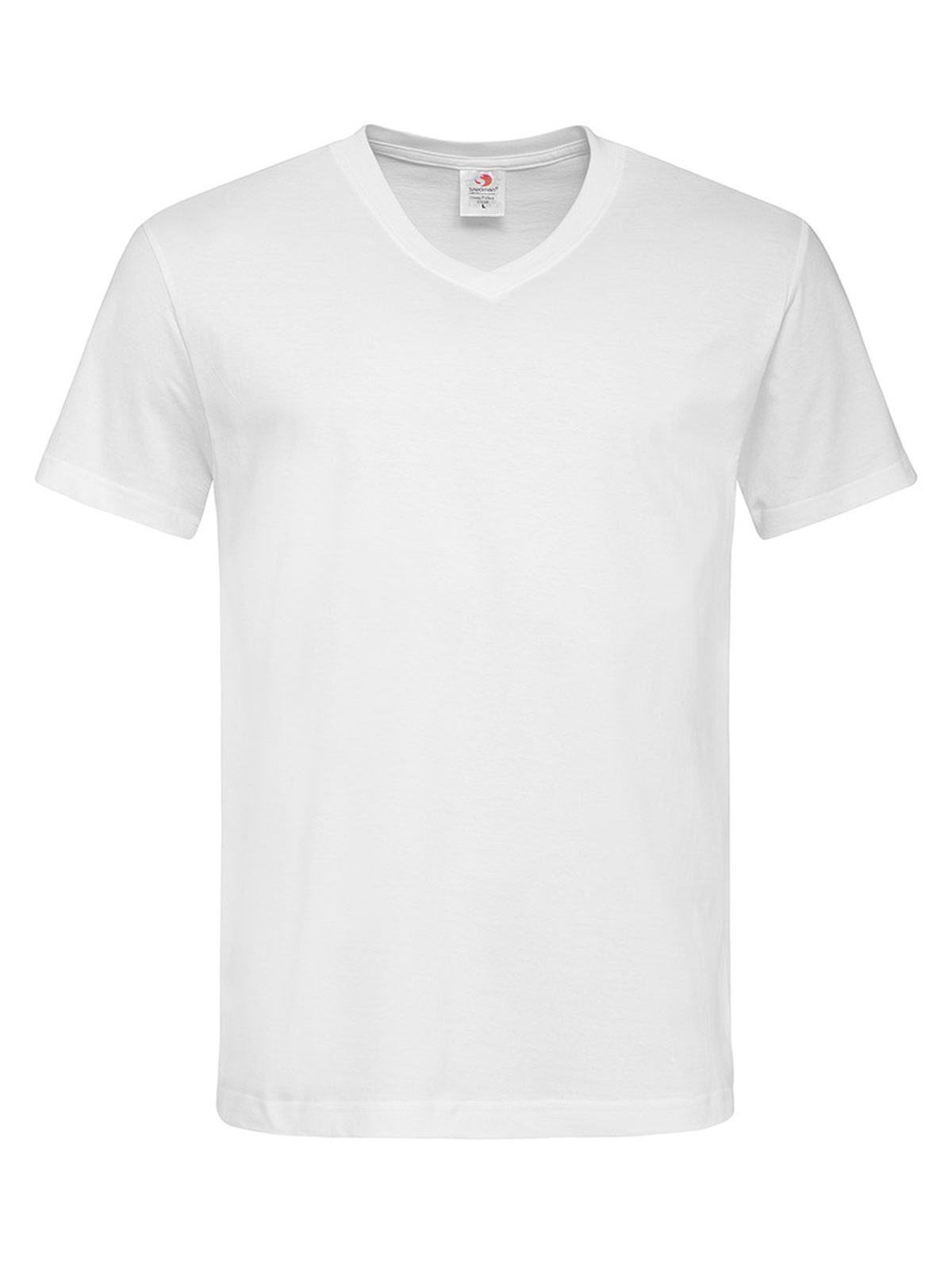 Camiseta clássica com decote em V - WHI - Branco