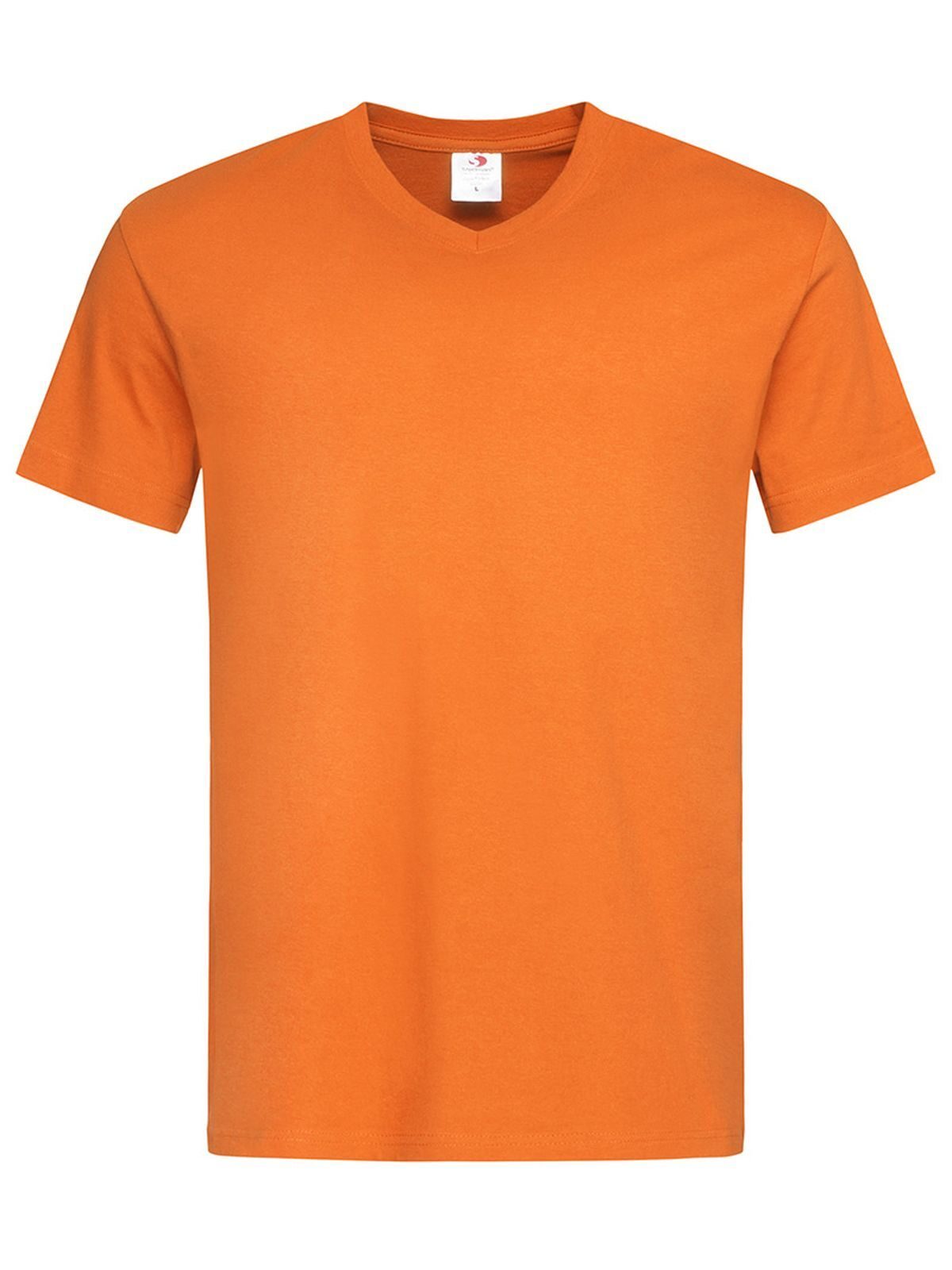 Camiseta clássica com decote em V - ORA - Laranja