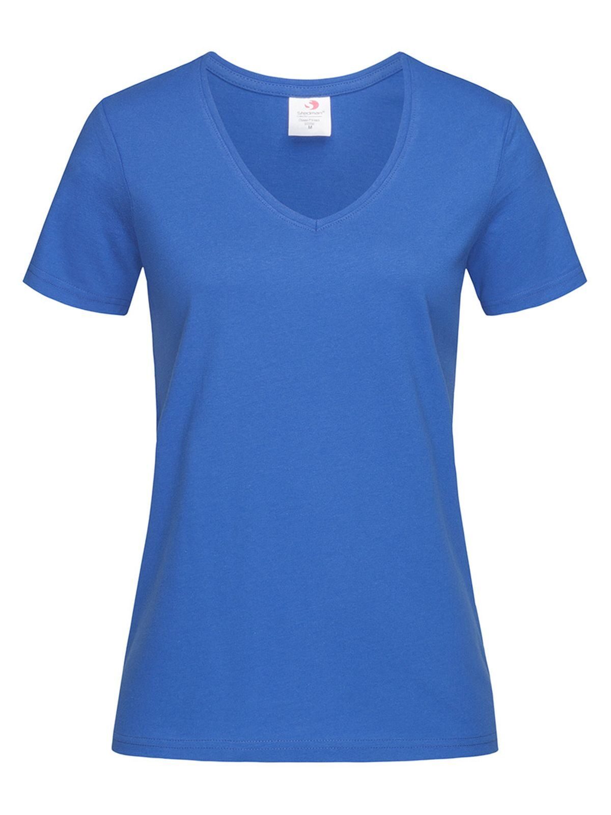 Camiseta feminina clássica com decote em V - BRR - Realeza brilhante
