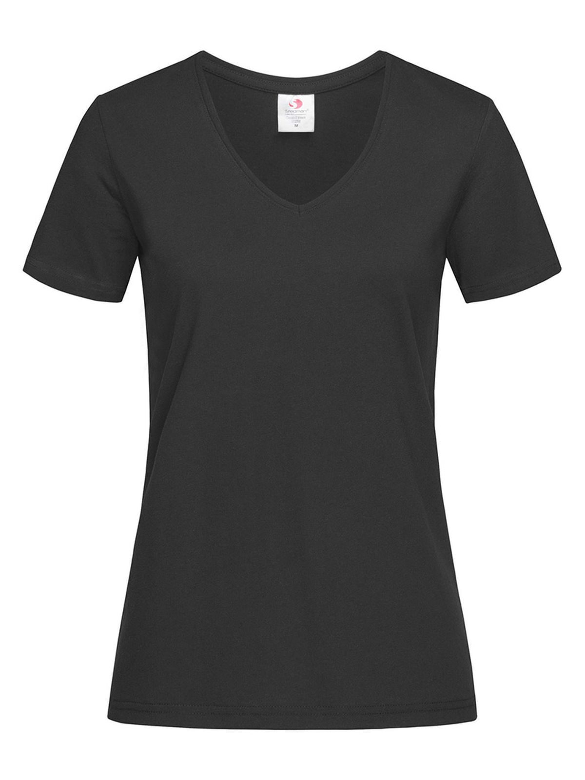 Camiseta feminina clássica com decote em V - BLO - Opala negra