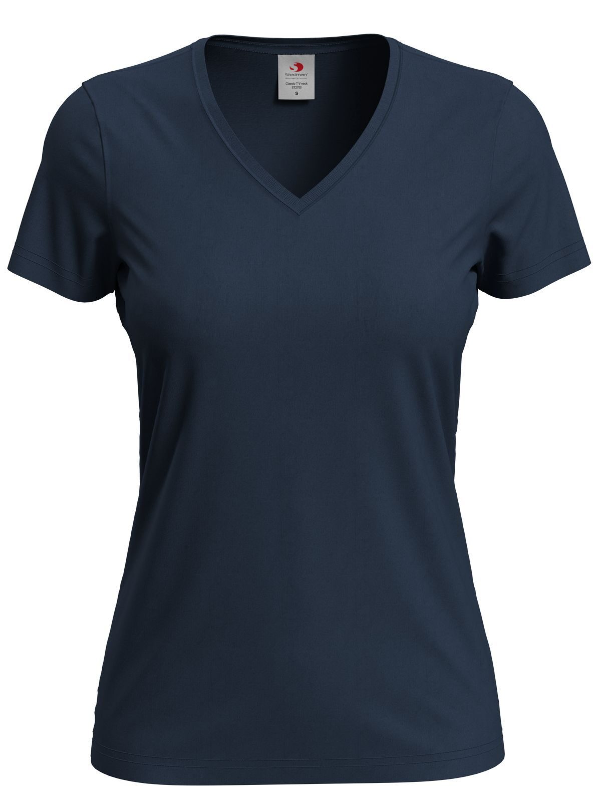 Camiseta feminina clássica com decote em V - BLM - Azul meia-noite