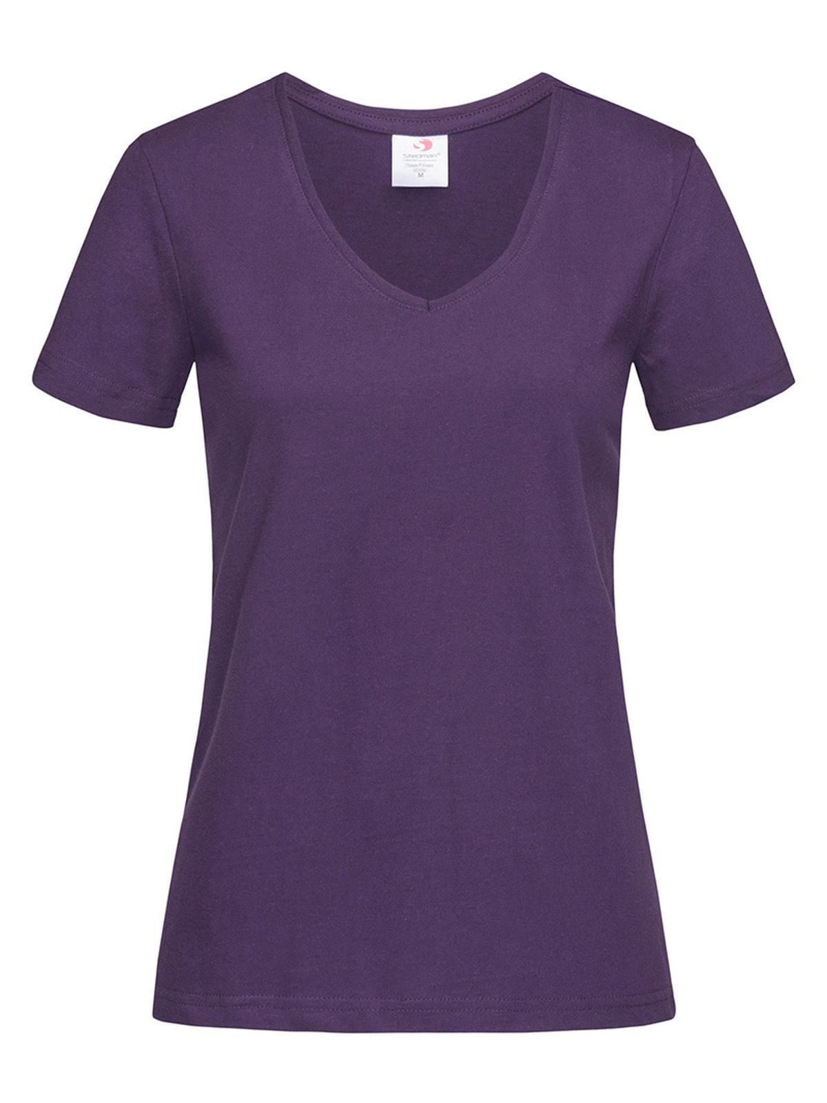 Camiseta feminina clássica com decote em V - DBY - Baga escura