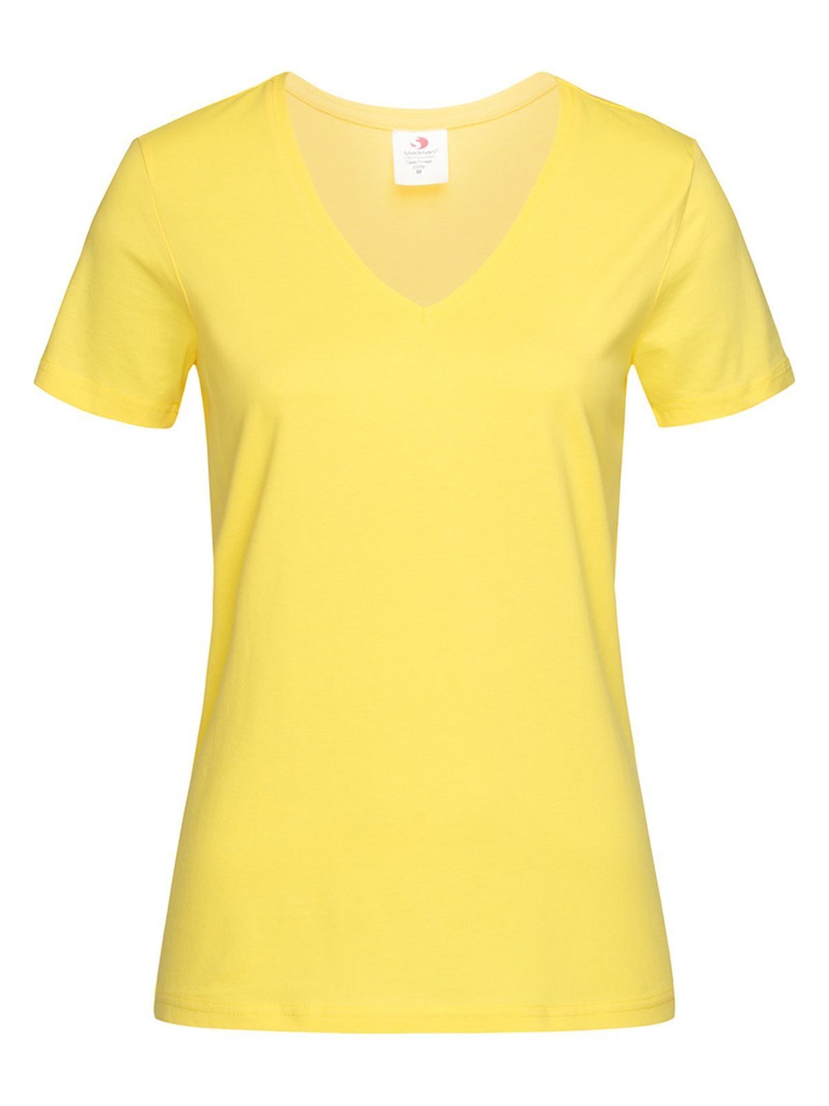 Camiseta feminina clássica com decote em V - YEL - Amarelo