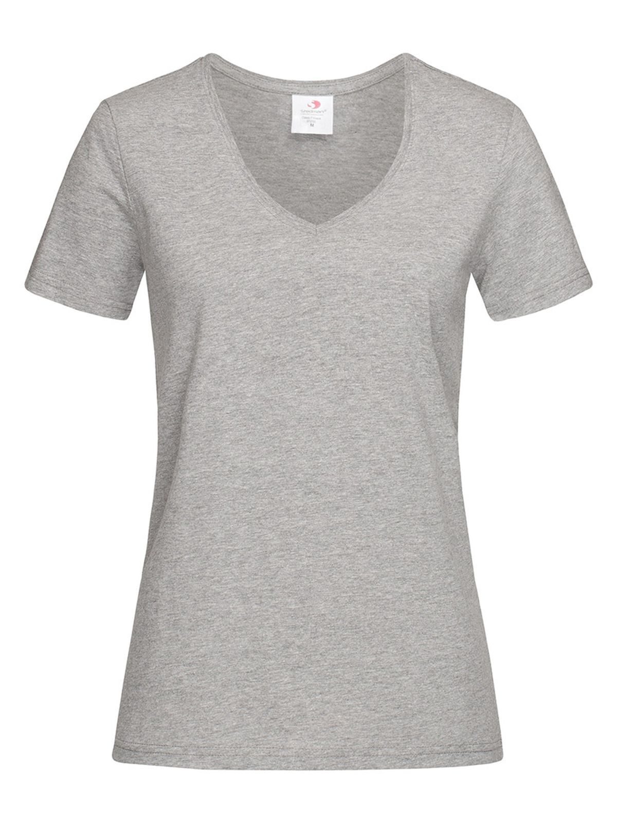 Camiseta feminina clássica com decote em V - GYH - Urze cinzenta