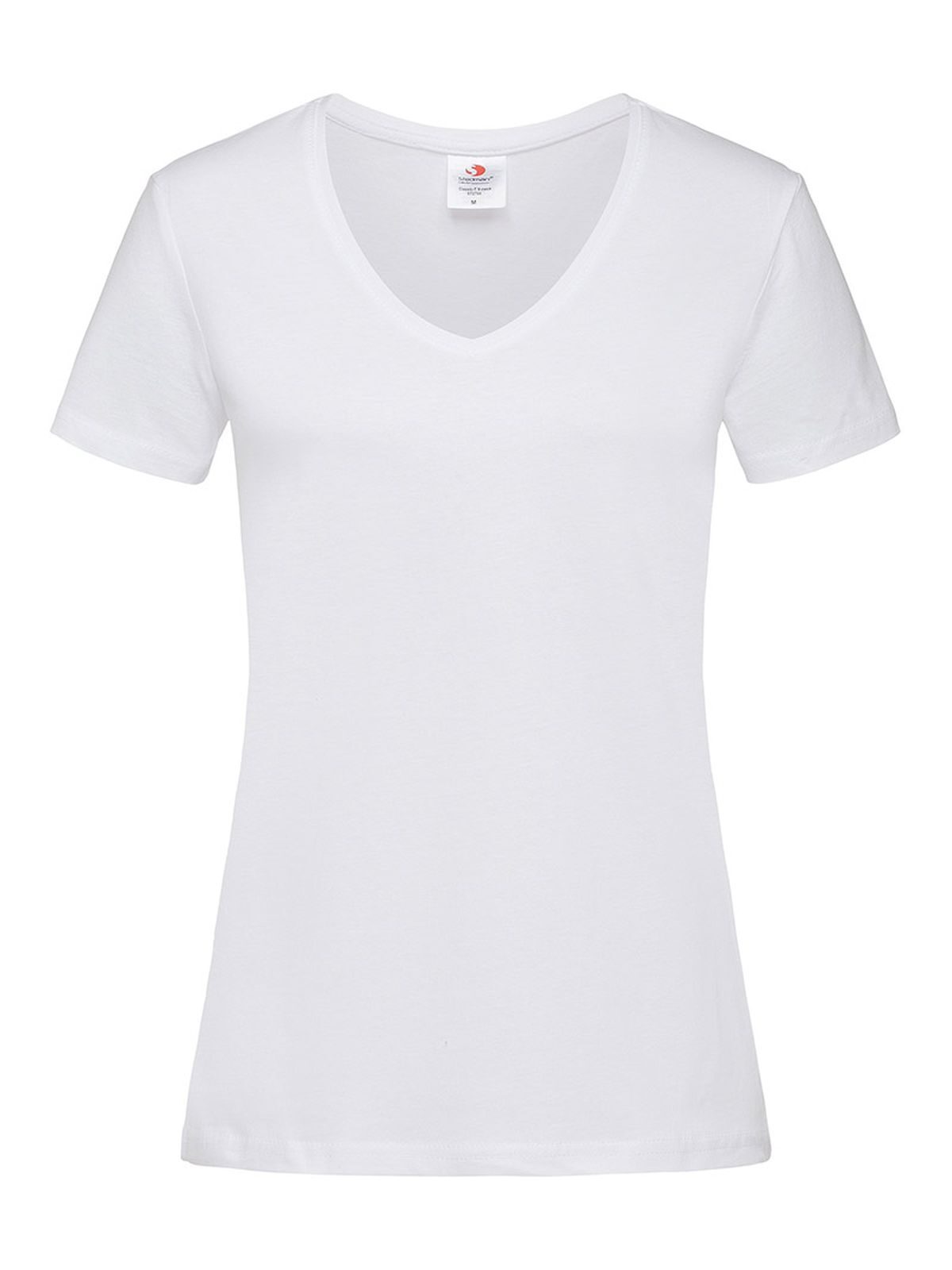 Camiseta feminina clássica com decote em V - WHI - Branco