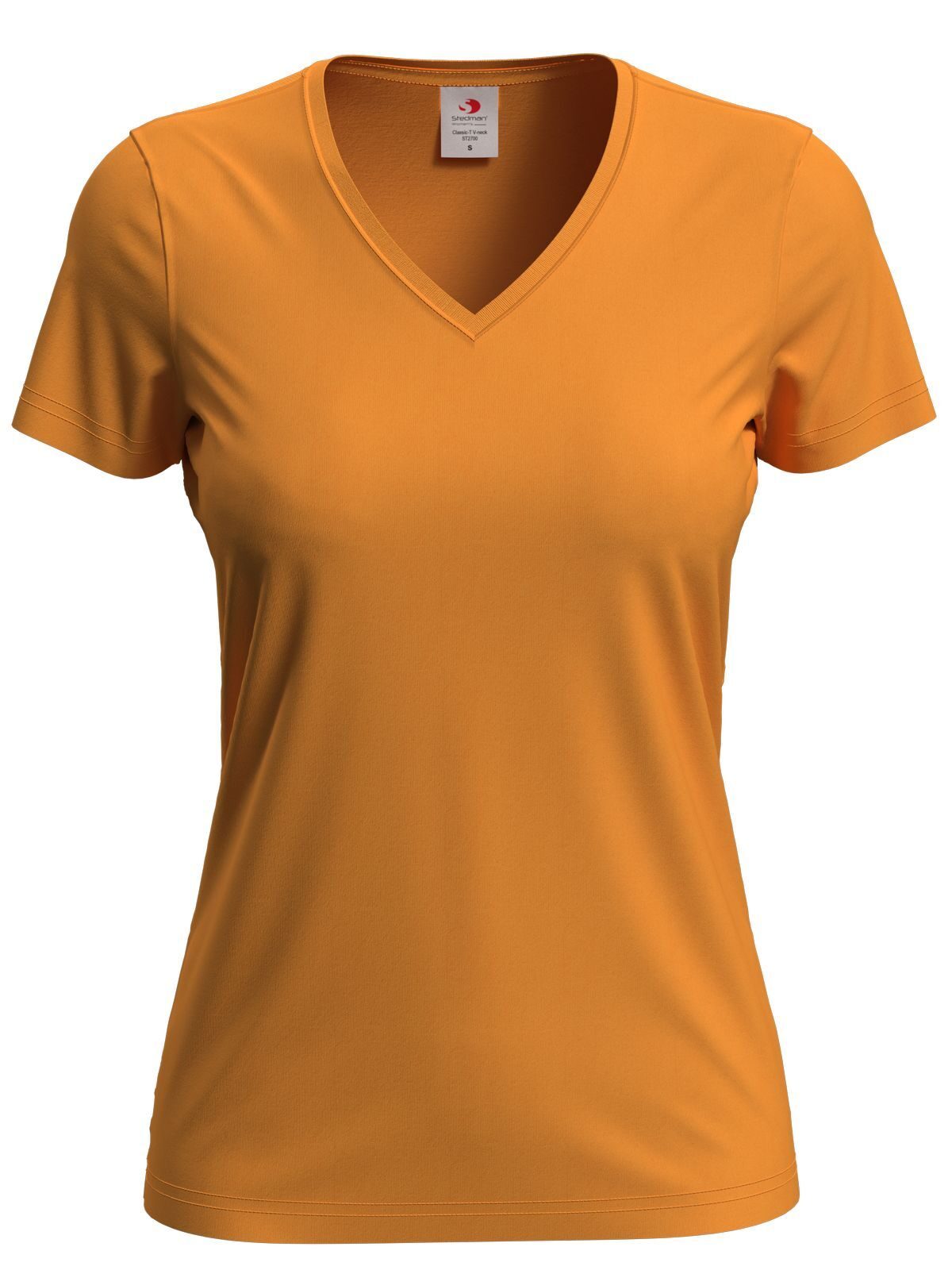 Camiseta feminina clássica com decote em V - ORA - Laranja