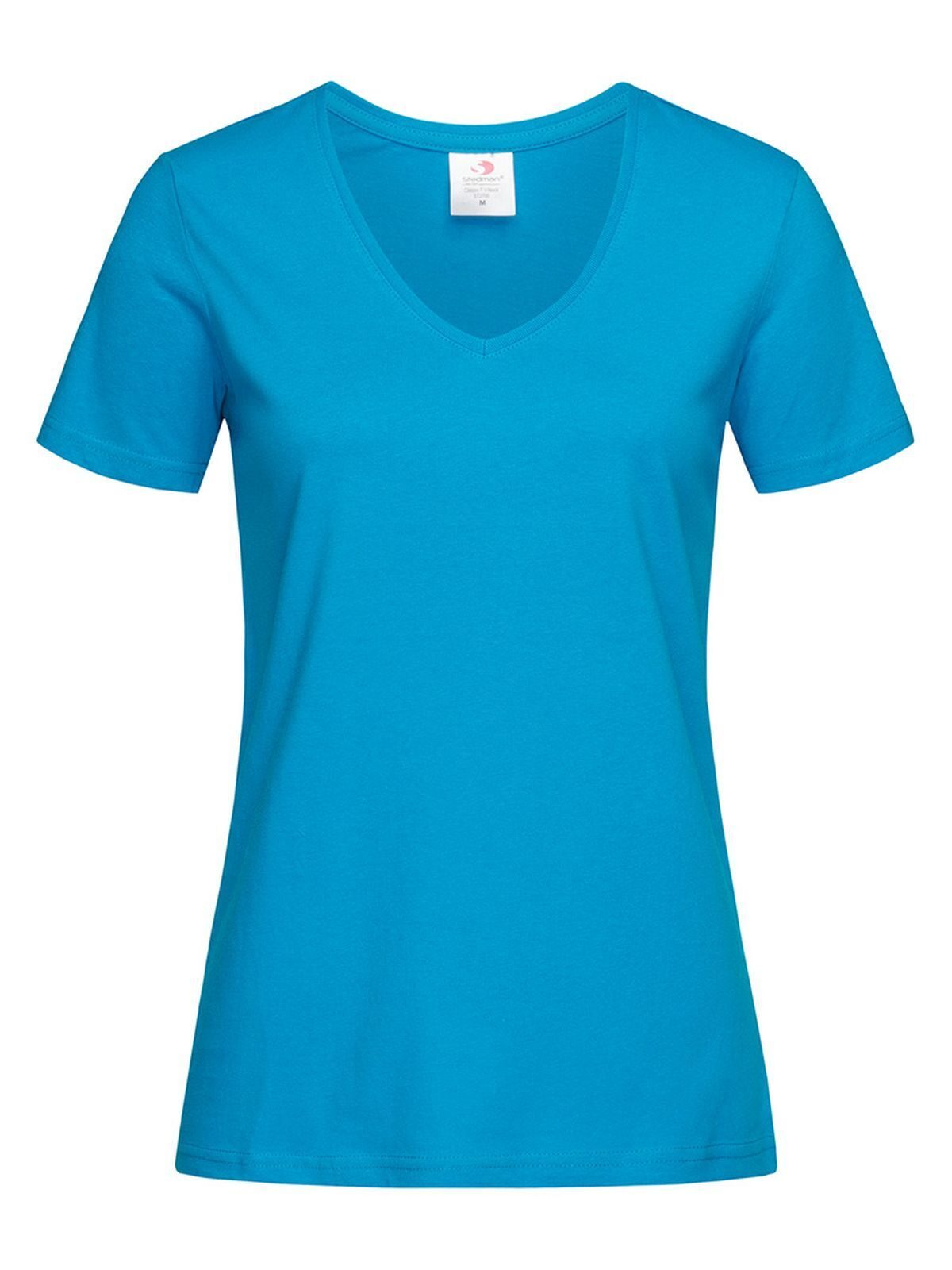 Camiseta feminina clássica com decote em V - OCB - Azul oceano