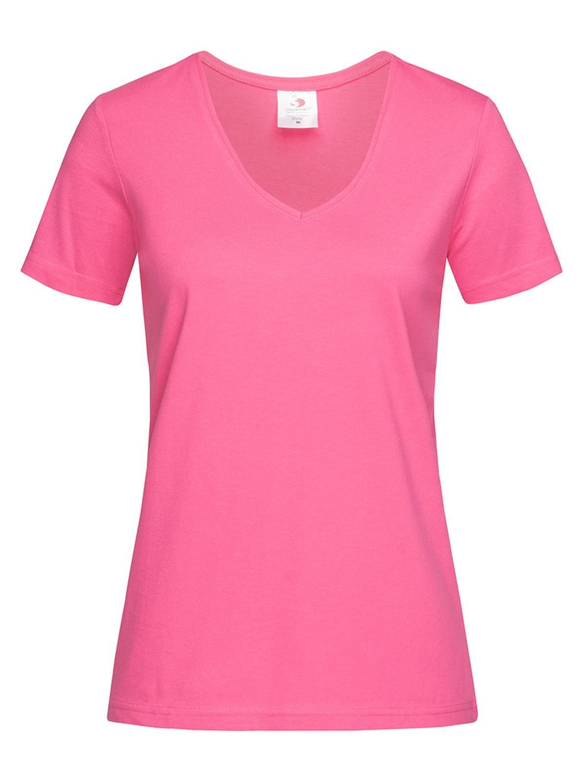 Camiseta feminina clássica com decote em V - SPK - Rosa doce