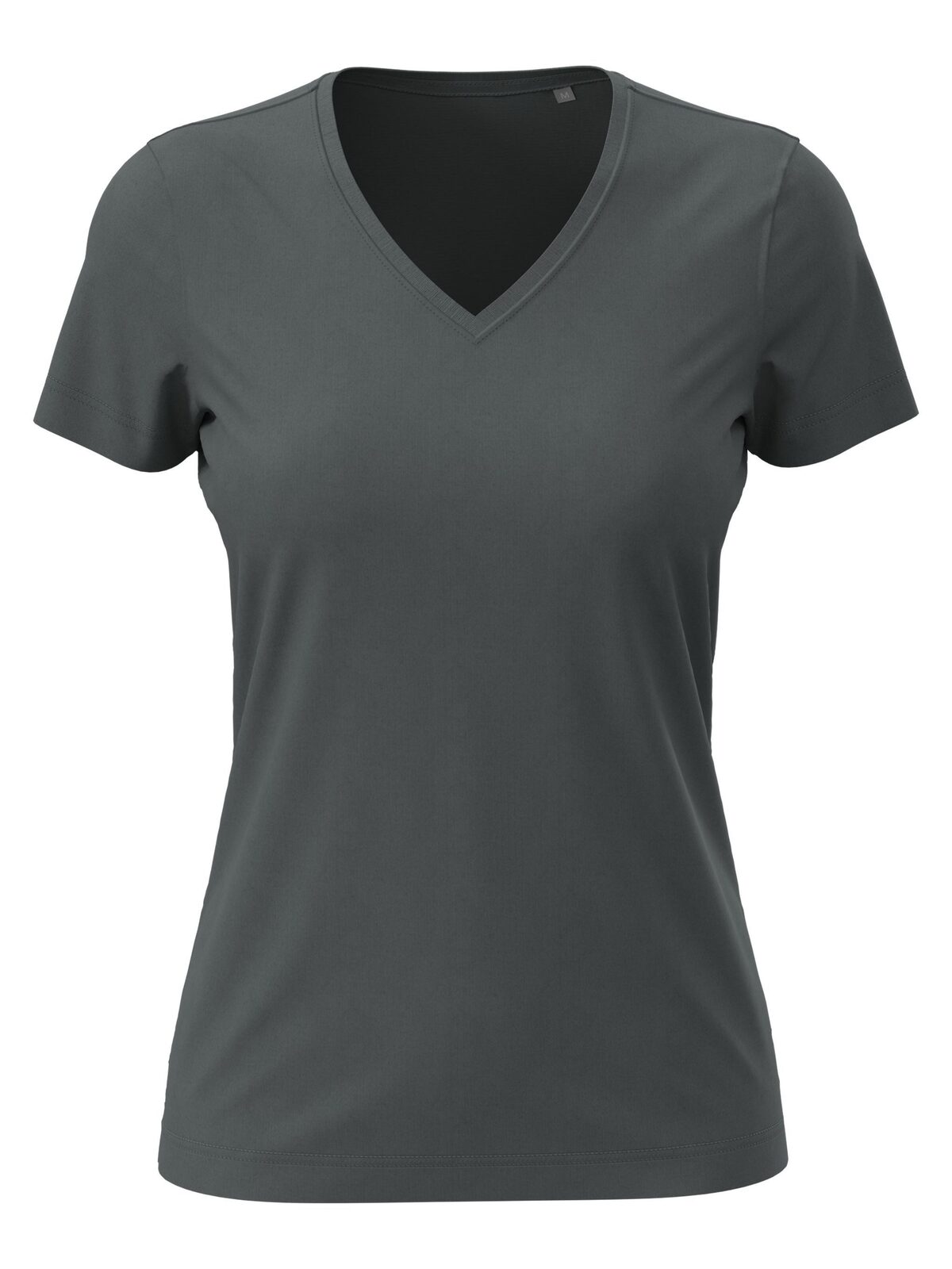 Camiseta feminina clássica com decote em V - SLG - Cinza ardósia