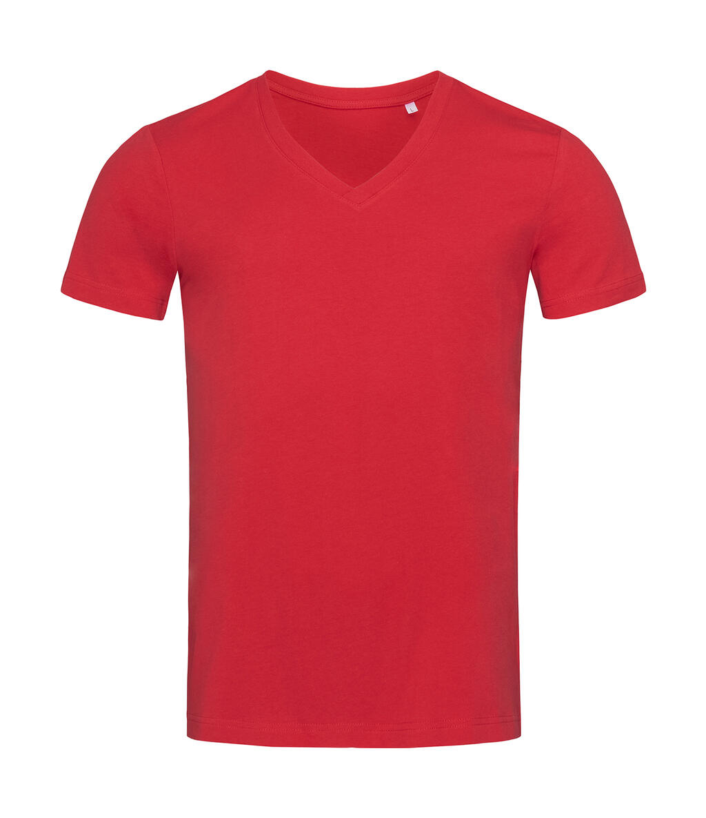Camiseta orgânica James com decote em V - 403 - Vermelho Pimenta