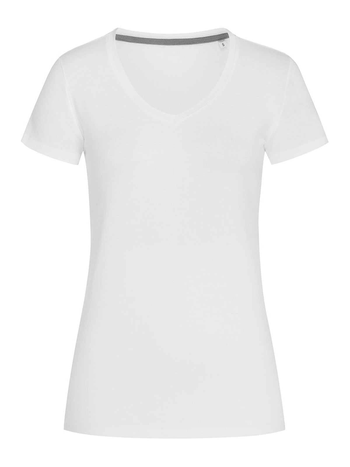 Stretch-T Blusa Feminina com Decote em V - WHI - Branco