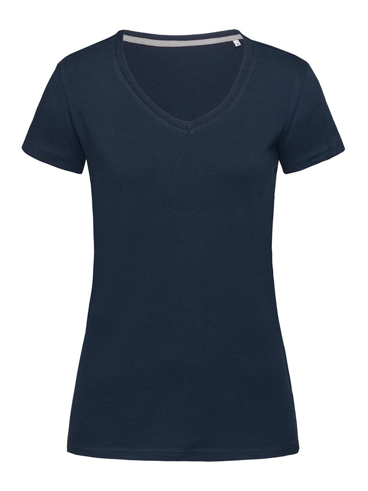 Stretch-T Blusa Feminina com Decote em V - MAB - Azul-marinho