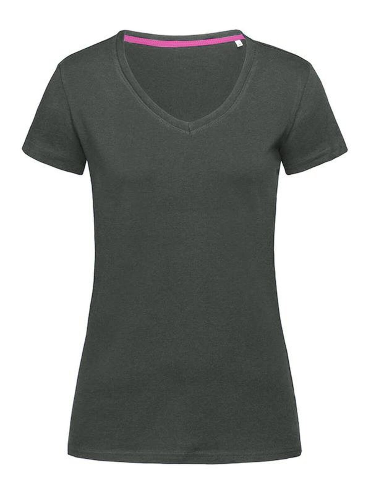 Stretch-T Blusa Feminina com Decote em V - SLG - Cinza ardósia