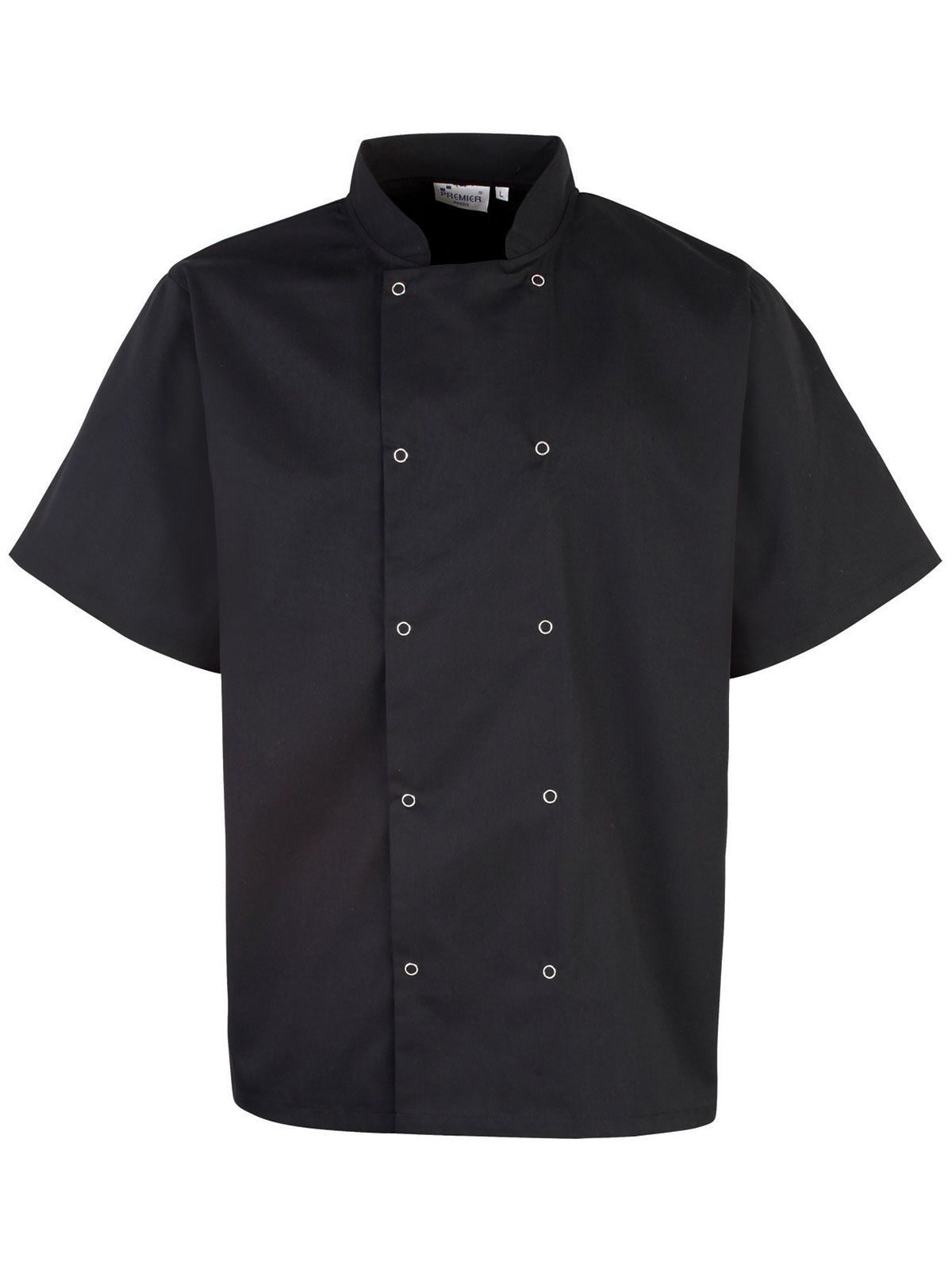 Jaqueta de chef de manga curta com detalhes de tachas na frente - BLAC - Preto