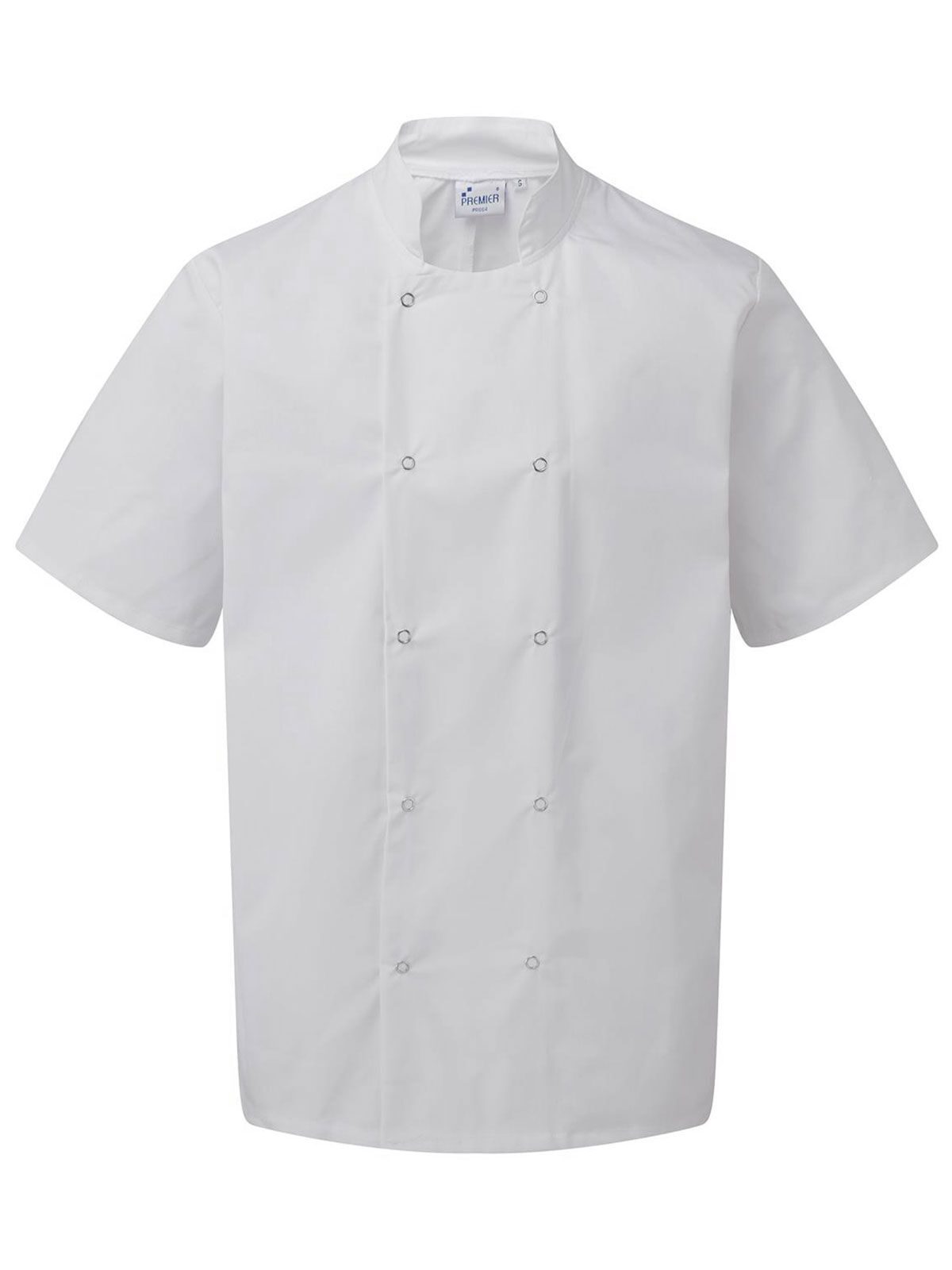 Jaqueta de chef de manga curta com detalhes de tachas na frente - WHIT - Branco