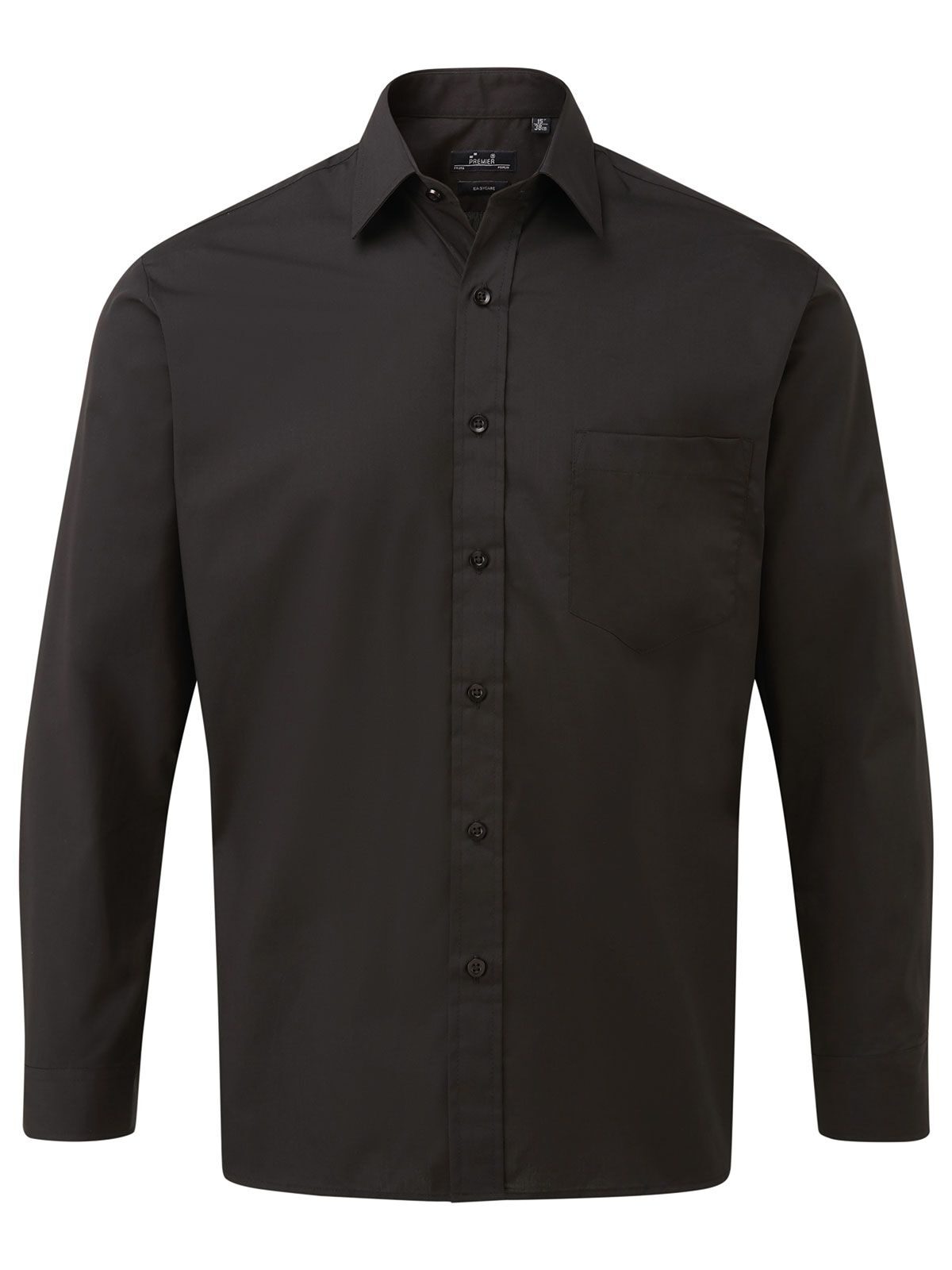 Camisa masculina de manga comprida em popeline - BLAC - Preto