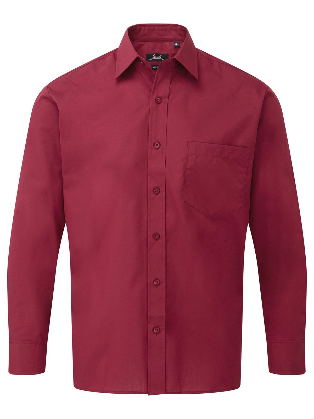 Camisa masculina de manga comprida em popeline - BURG - Borgonha
