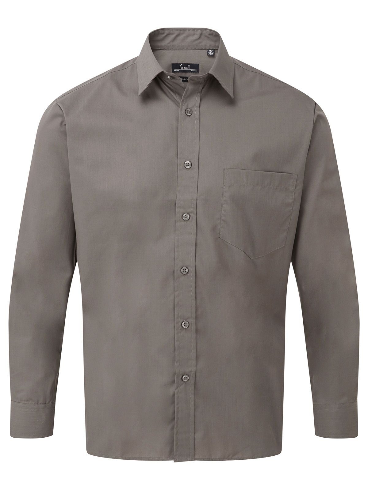 Camisa masculina de manga comprida em popeline - DGRE - Cinza escuro