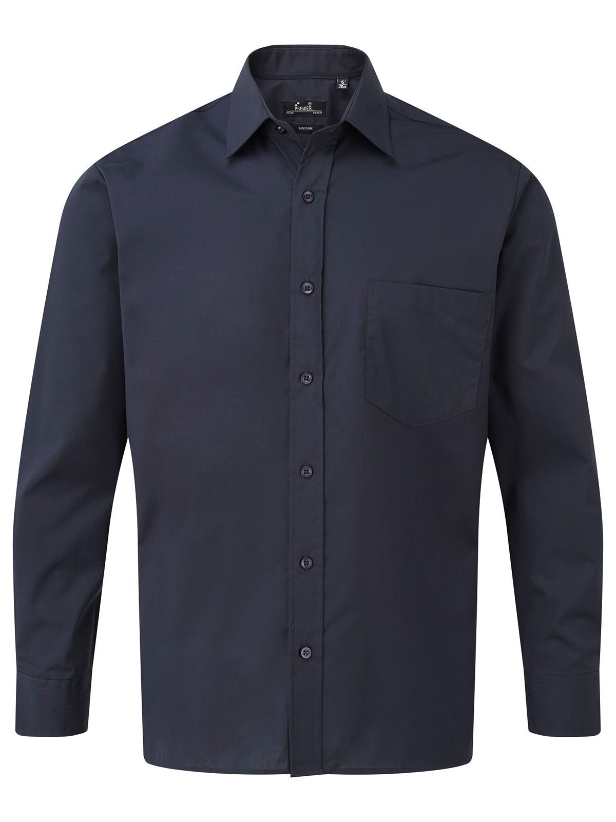 Camisa masculina de manga comprida em popeline - NAVY - Marinha