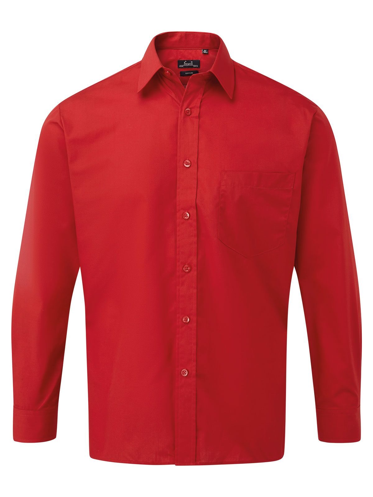 Camisa masculina de manga comprida em popeline - REDD - Vermelho