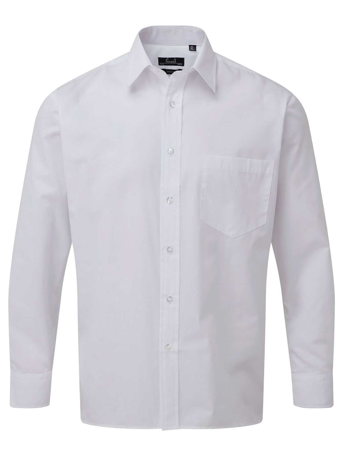 Camisa masculina de manga comprida em popeline - WHIT - Branco