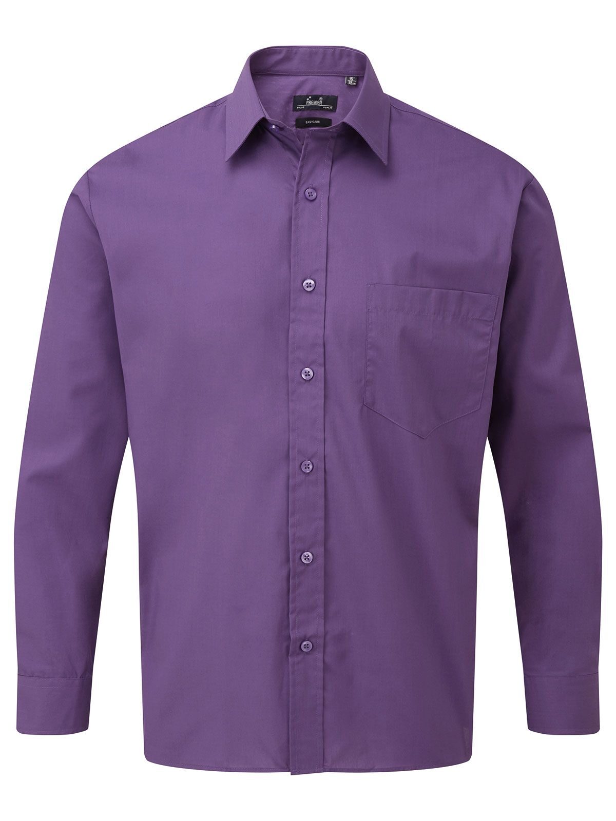 Camisa masculina de manga comprida em popeline - PURP - Roxo