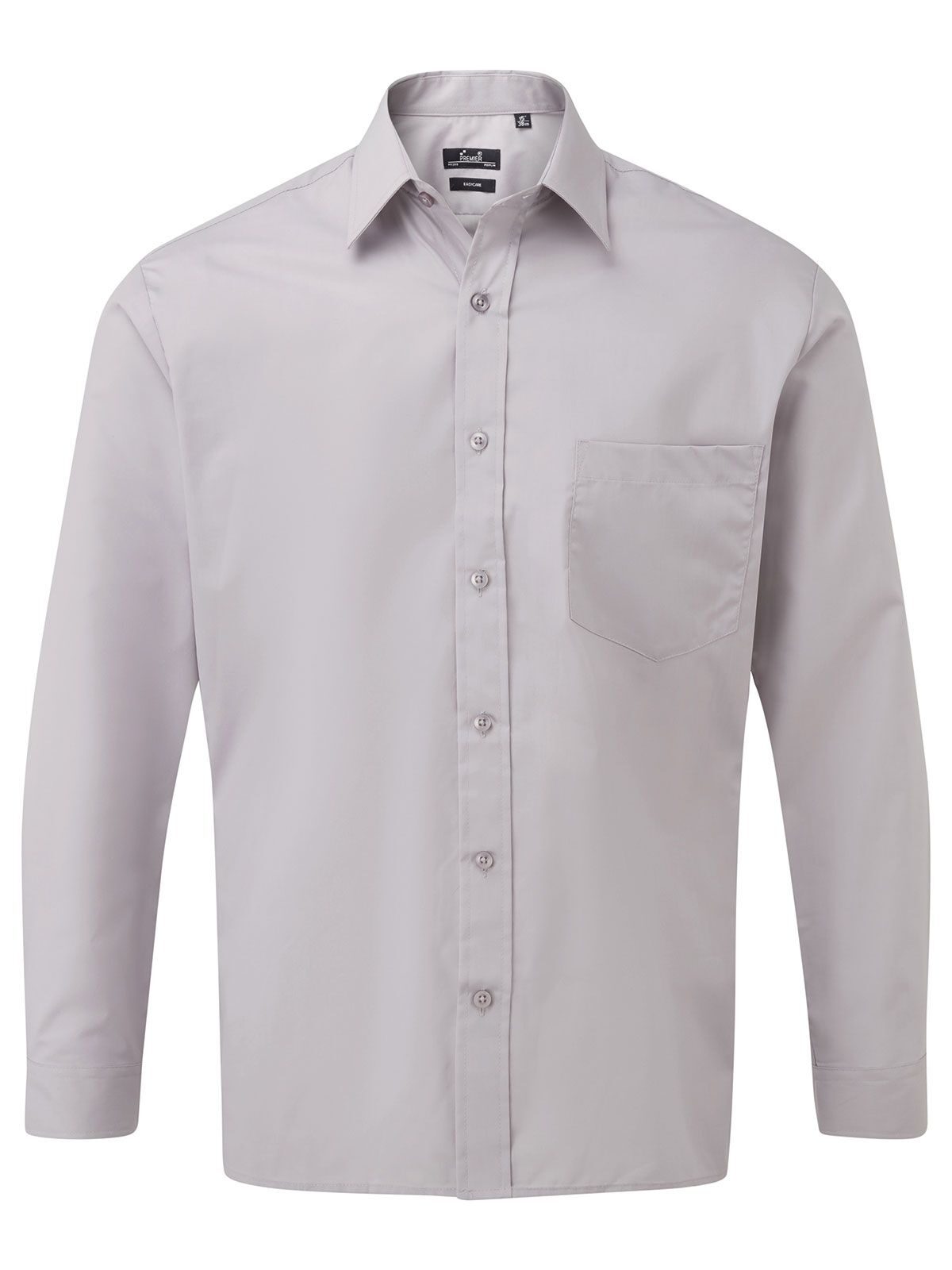 Camisa masculina de manga comprida em popeline - SILV - Prata