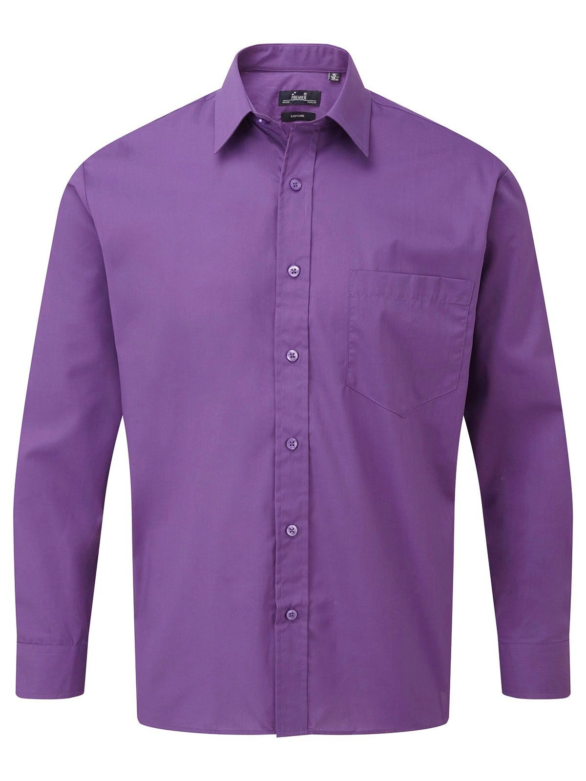 Camisa masculina de manga comprida em popeline - RVIO - Violeta intenso