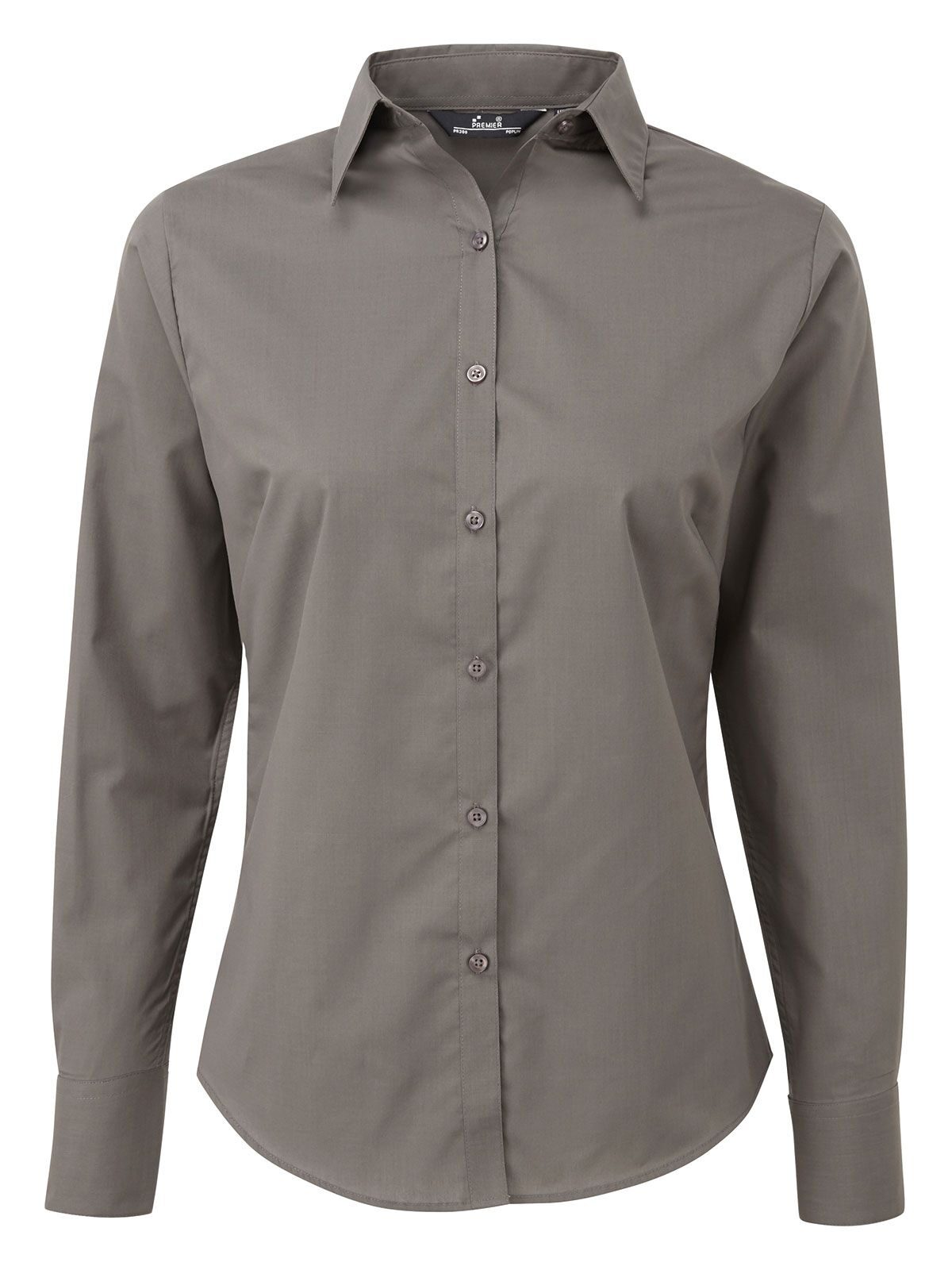 Blusa feminina de popeline com mangas compridas - DGRE - Cinza escuro