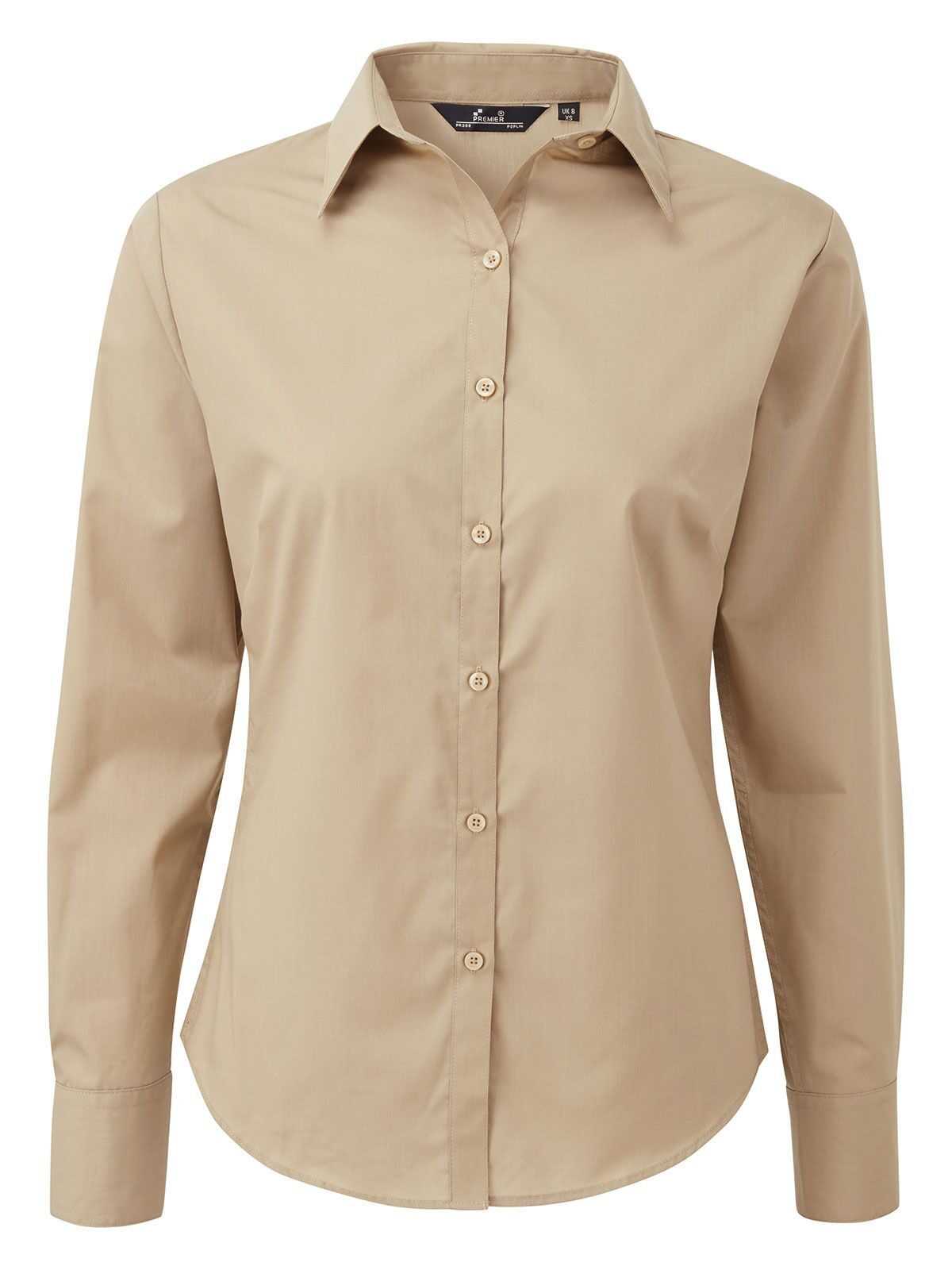 Blusa feminina de popeline com mangas compridas - KHAK - Cáqui