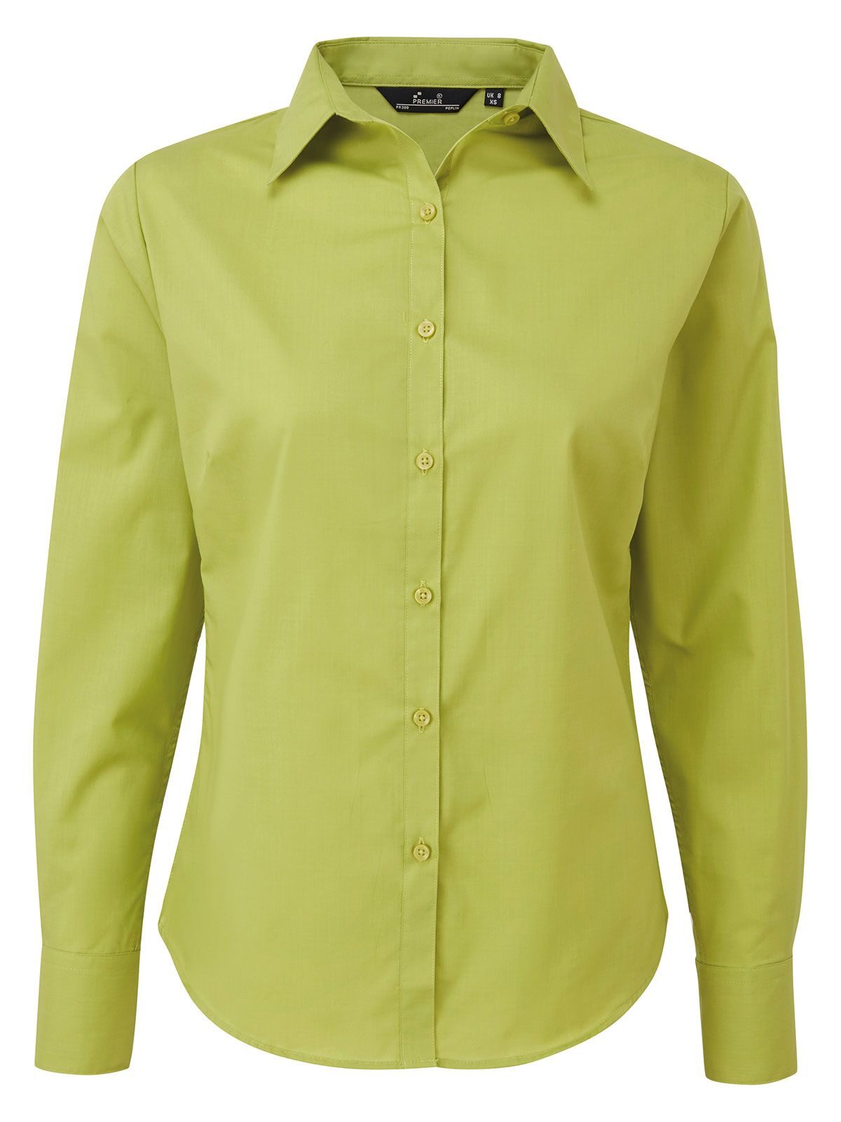 Blusa feminina de popeline com mangas compridas - LIME - Verde limão (aprox. Pantone 382C)