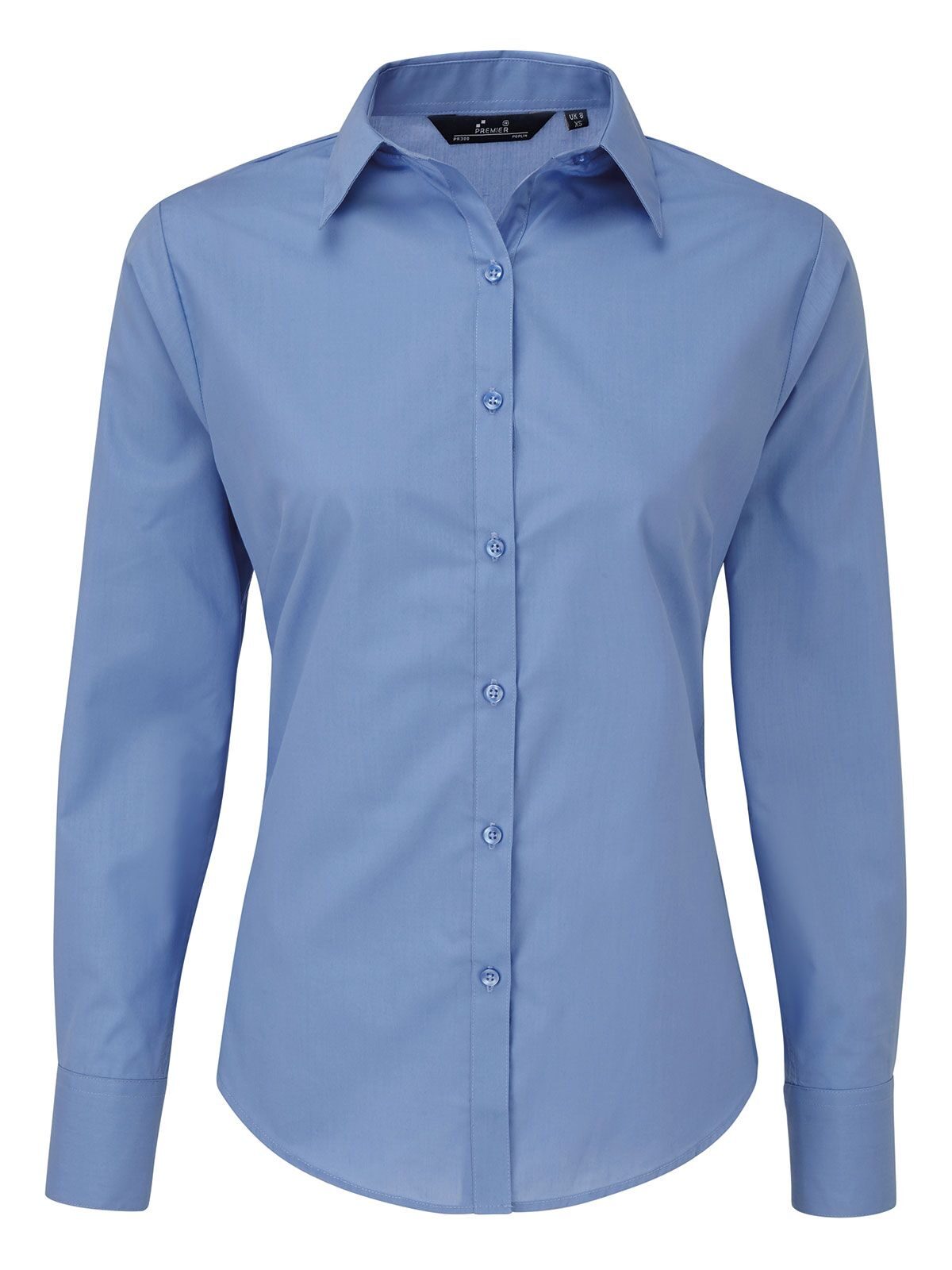 Blusa feminina de popeline com mangas compridas - MBLU - Azul médio
