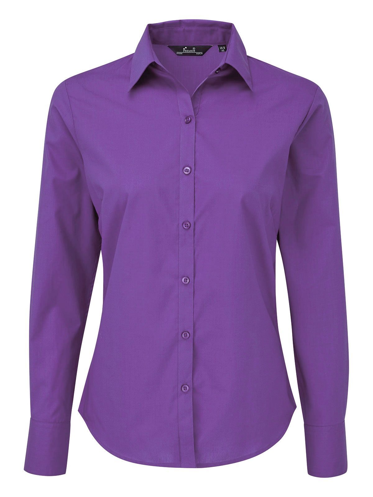 Blusa feminina de popeline com mangas compridas - RVIO - Violeta intenso