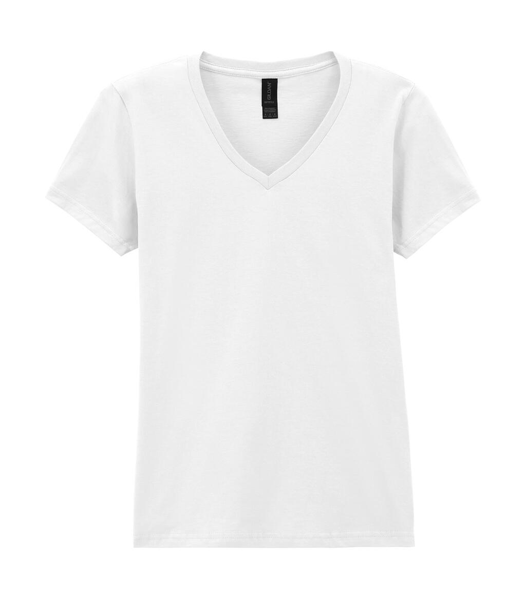Camiseta feminina com decote em V Softstyle® - 30 - Branco