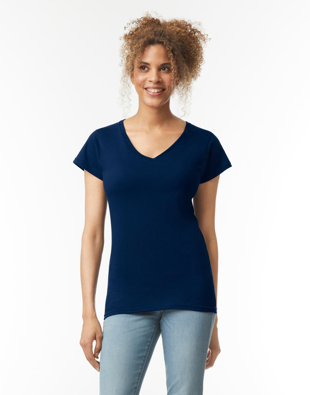 Camiseta feminina com decote em V Softstyle® - 40 - Vermelho