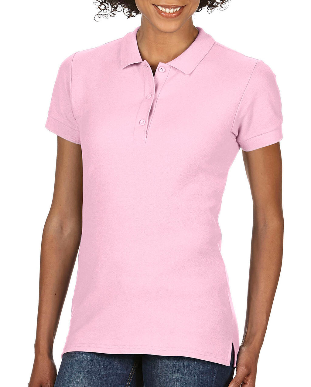 Camisa polo feminina premium de algodão piqué duplo - 20 - Rosa Claro