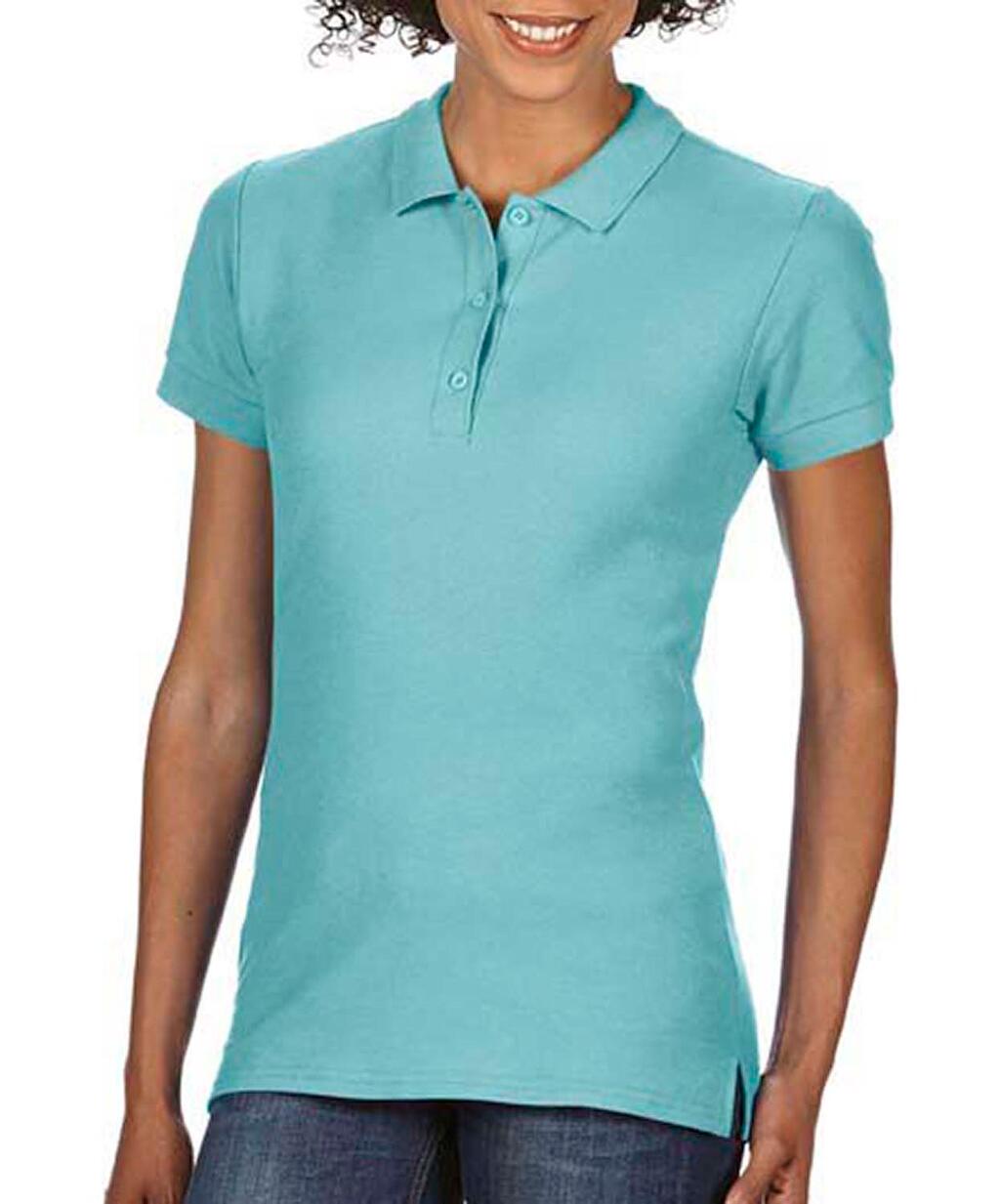 Camisa polo feminina premium de algodão piqué duplo - 26G - Hortelã Cálcica
